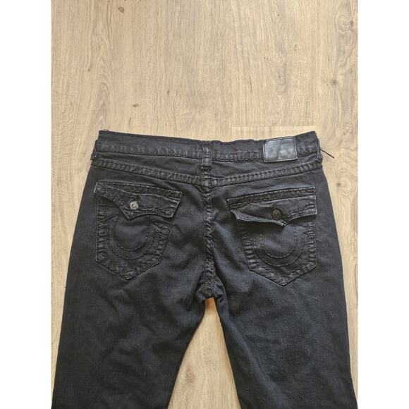 True Religion Ricky Jeans Size 38 Relaxed Straight Black Flap Pockets 38x32 - Picture 11 of 12